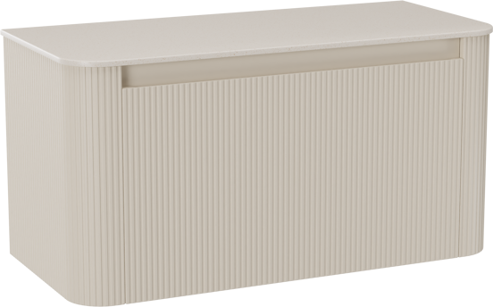 Storke Soft meuble salle de bains suspendu 100 x 46 cm Sand mat avec Tavola Soft tablette simple en Solid Surface beige granite, Nervure droite symétrique verticale