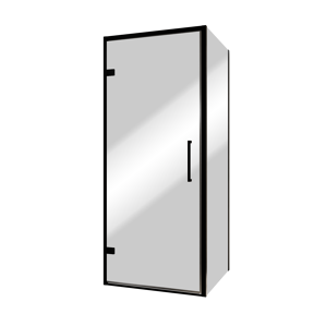 Balmani Senses Design douchehoek met linkse draaideur en vaste zijwand, 90 x 100 cm, Reflex spiegelglas, Zwarte profielen
