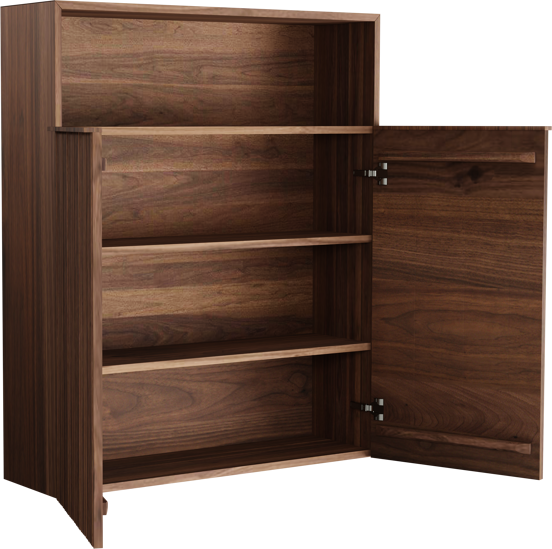 Balmani Forma Badhochschrank: Hängend, asymmetrische Rippen, Amerikanischer Nussbaum, 100 x 30 x 120 cm