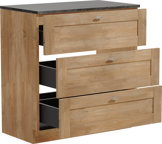 Linie Classo meuble salle de bains à poser 80 x 46 cm chêne naturel avec Lado tablette simple en mélaminé ardoise gris