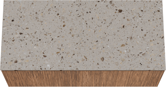 Balmani Fila zwevend badkamermeubel 120 x 55 cm notelaar met Stretto enkel of dubbel tablet in terrazzo greige terrazzo, Verticale symmetrische rechte ribbel