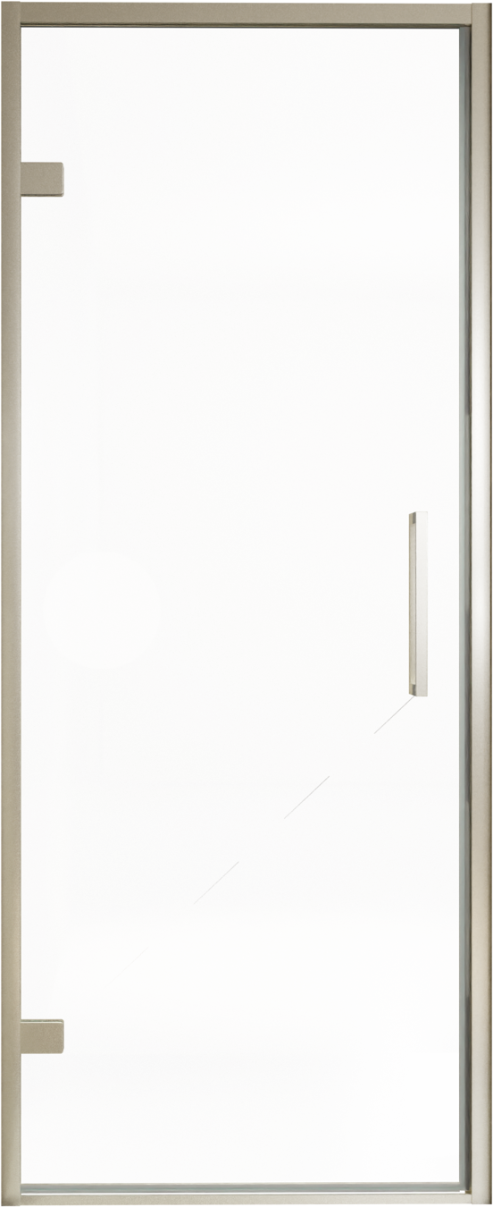 Balmani Senses Design Dusche Drehtür, Links, 90 cm x 210 cm, Klarglas, Profil Brushed CoolMetal, inklusive Coating