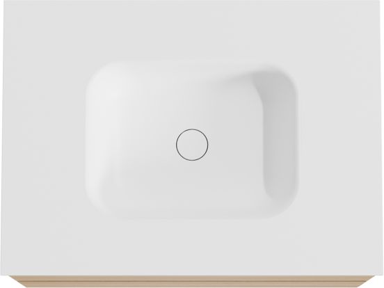 Balmani Mitra meuble salle de bains suspendu 75 x 55 cm chêne naturel avec Tablo Arcato plan simple en solid surface blanc mat