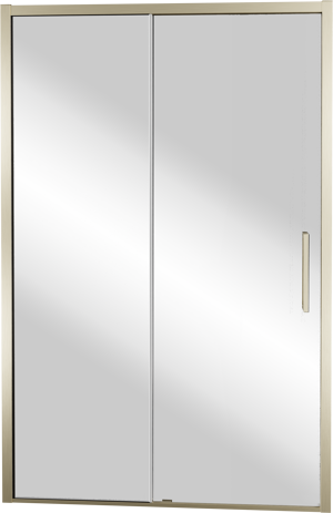 Balmani Senses Design Dusche Schiebetür, Links, 120 cm x 210 cm, Reflex-Spiegelglas, Profil Brushed Champagner Gold, inklusive Coating