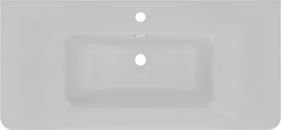 Linie Baro Curvo Einzelwaschtisch, Keramik weiß glänzend, 100 x 46 cm