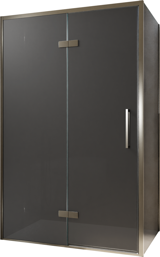 Balmani Senses Design douchehoek met linkse draaideur en vaste zijwand, 120 x 90 cm, Rookglas, Brushed GunMetal profielen, met coating