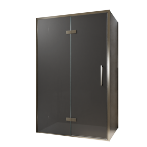 Balmani Senses Design douchehoek met linkse draaideur en vaste zijwand, 120 x 100 cm, Rookglas, Brushed GunMetal profielen