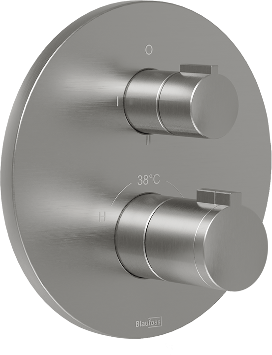 Blaufoss Smartbox Round Duschsystem: Unterputz, inkl. Thermostat-Duscharmatur, Brushed CoolMetal