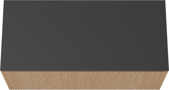Balmani Eclips meuble salle de bains suspendu 120 x 55 cm Chêne naturelle avec Stretto tablette simple en Granit noir, Nervure droite symétrique verticale