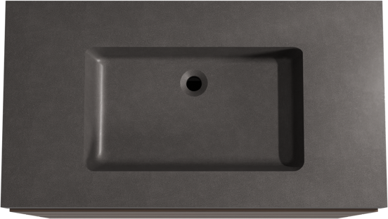 Storke Edge meuble salle de bains à poser 95 x 52 cm noyer avec Scuro High plan simple en quartz noir mat