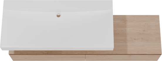 Balmani Mitra Elements meuble salle de bains suspendu 180 x 55 cm chêne naturel avec Modus lavabo simple pour 2 trous de robinet 120 cm en solid surface blanc mat