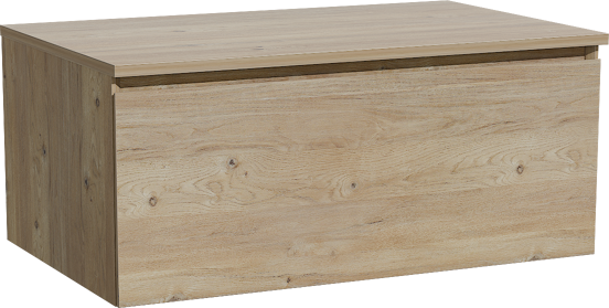 Storke Edge zwevend badkamermeubel 85 x 52 cm ruwe eik met Panton enkel tablet in melamine ruwe eik