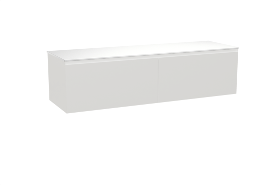 Balmani Idra hängendes Möbelstück Set: 180 x 55 cm, Weiß matt, mit Stretto Einzel- oder Doppel Waschtischplatte, Solid Surface Weiß matt