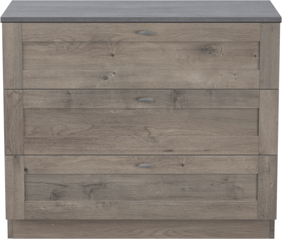 Linie Classo meuble salle de bains à poser 100 x 46 cm chêne gris avec Lado tablette simple ou double en mélaminé béton gris foncé