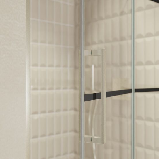 Balmani Senses Design Dusche Drehtür, Rechts, 120 cm x 210 cm, Lined, Profil Brushed CoolMetal, inklusive Coating