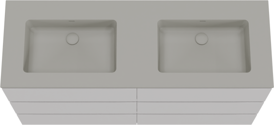 Storke Edge staand badkamermeubel 150 x 52 cm glanzend wit met Diva dubbele wastafel in top solid zijdegrijs