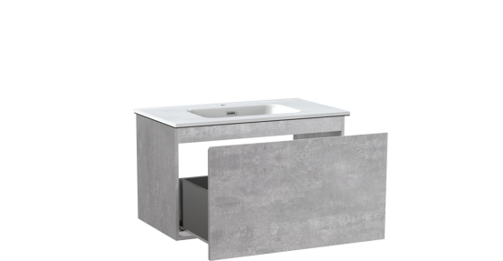 Linie Lado meuble salle de bains suspendu 80 x 46 cm béton gris foncé avec Baro plan simple en porcelaine blanc brillant