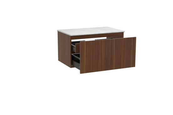 Balmani Sfera meuble salle de bains suspendu 90 x 55 cm noyer américain avec Stretto tablette simple en marbre carrara