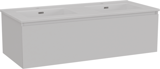 Storke Edge meuble salle de bains suspendu 120 x 52 cm blanc mat avec Kera double vasque en céramique blanc mat