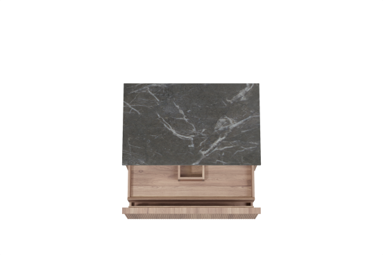 Balmani Forma meuble salle de bains suspendu 90 x 55 cm teck avec Stretto tablette simple en marbre pietra grey, Nervure droite symétrique verticale