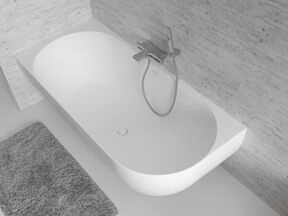 Balmani Forte baignoire d'angle gauche double 175 x 78 cm Solid Surface blanc mat