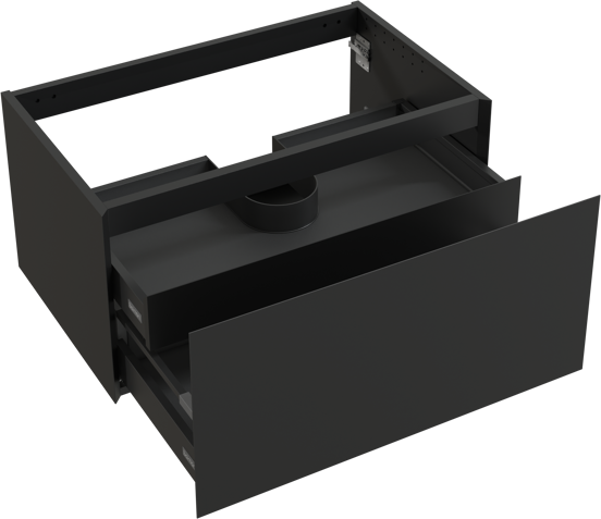 Balmani Idra hängender Waschbeckenunterschrank: 90 x 55 cm, Schwarz matt, 2 Schubladen