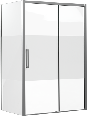 Luca Varess Senses Eckdusche: Schiebetür (rechts), fixierte Seitenwand, 140 x 90 cm, Klarglas mit mattiertem Streifen, Chrom Profil, glänzend