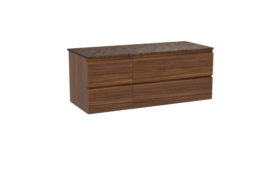 Balmani Lucida hängendes Möbelstück Set: 135 x 55 cm, Amerikanischer Nussbaum, mit Stretto Einzel- oder Doppel Waschtischplatte, Marmor Dark Emperador