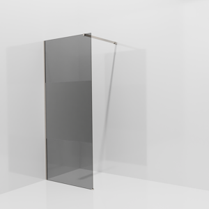 Balmani Modular douche à l'italienne: 90 x 200 cm, Verre fumé avec bande mate, Profil Brushed CoolMetal