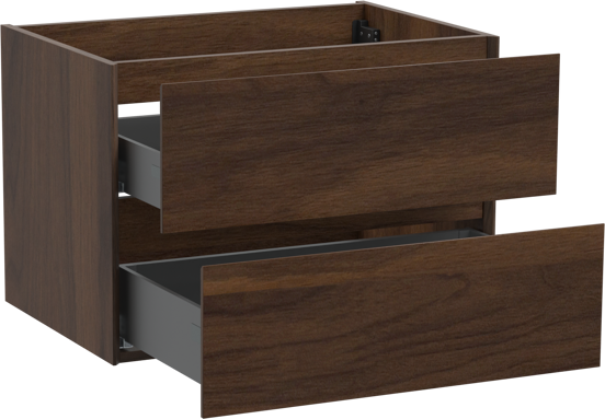 Storke Edge meuble sous-vasque suspendu 75 x 52 cm noyer 2 tiroirs