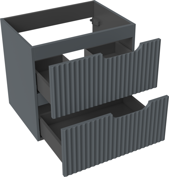 Linie Ribbo meuble sous-vasque suspendu 60 x 46 cm bleu anthracite 2 tiroirs