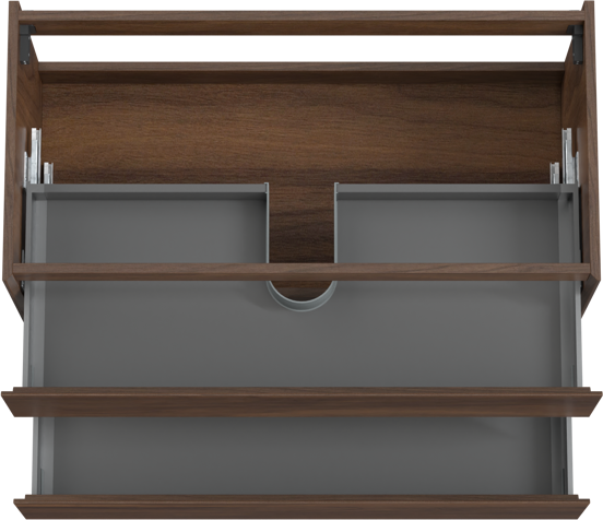 Storke Edge zwevende wastafelonderkast 105 x 52 cm notenhout 2 lades