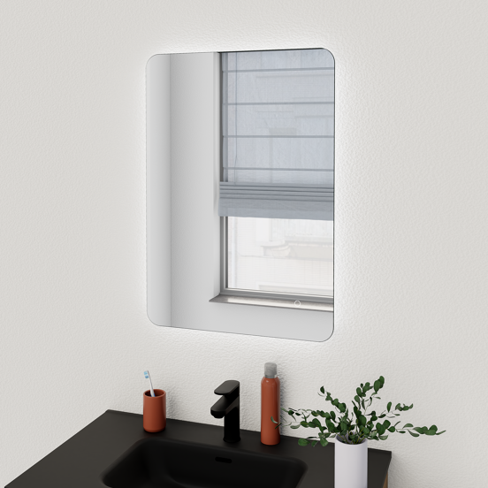 Linie Lux miroir coins arrondis lumineux 53 x 75 cm