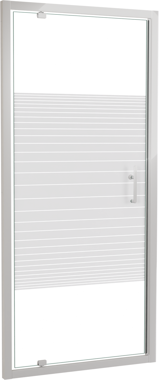 SanyOne Anton douche draaideur 90 cm x 190 cm Gestreept glas glanzend witte profiel