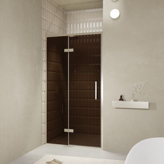 Balmani Senses Design douche draaideur links 120 cm x 210 cm Brons glas, Brushed CoolMetal profielen