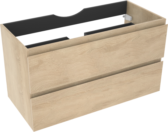 Linie Lado meuble sous-vasque suspendu 100 x 46 cm chêne blanc 2 tiroirs