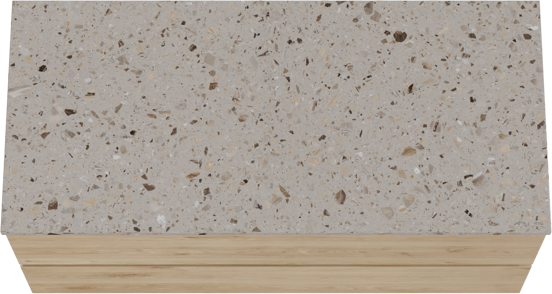 Balmani Lucida meuble salle de bains suspendu 120 x 55 cm chêne brut avec Stretto tablette simple ou double en terrazzo greige terrazzo