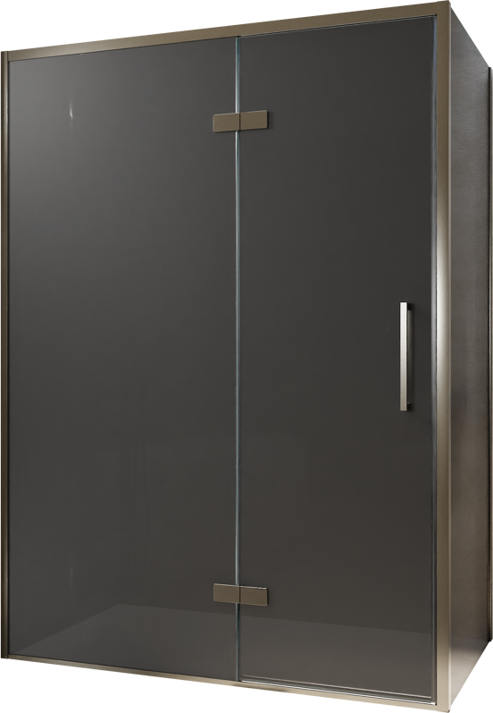 Balmani Senses Design douchehoek met linkse draaideur en vaste zijwand, 140 x 90 cm, Rookglas, Brushed GunMetal profielen