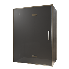 Balmani Senses Design douchehoek met linkse draaideur en vaste zijwand, 140 x 80 cm, Rookglas, Brushed GunMetal profielen