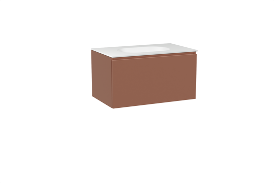 Balmani Sfera hängendes Möbelstück Set: 90 x 55 cm, Cotto, mit Tablo Oval Einzelwaschtisch, Solid Surface Weiß matt