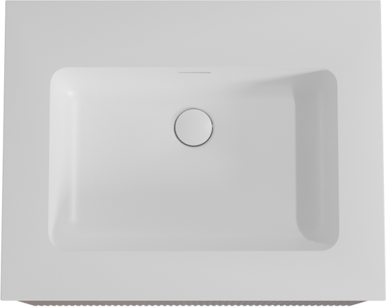 Storke Ribs zwevend badkamermeubel 65 x 52 cm notelaar met Mata enkele wastafel in solid surface mat wit, Verticale symmetrische rechte ribbel