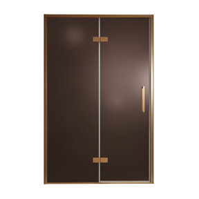 Balmani Senses Design douche draaideur links 140 cm x 210 cm Brons glas, Brushed Rosegold profielen