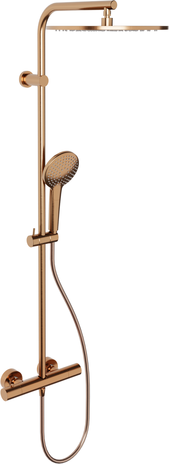 Blaufoss Round 300 colonne de douche de pluie mitigeur thermostatique Brushed Rosegold