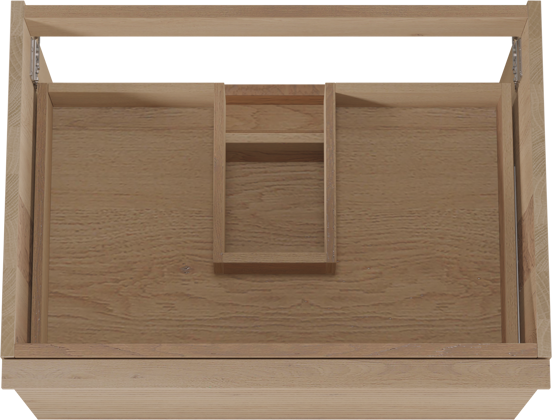 Balmani Forma zwevende wastafelonderkast 75 x 55 cm naturel eiken 2 lades horiz. sym. groef