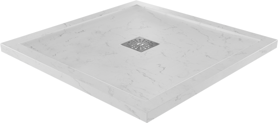 Linie Lido douchebak 90 x 90 cm composietmarmer witte marmer look leisteenstructuur