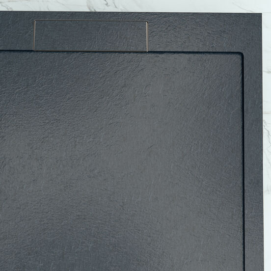 Balmani Indus receveur de douche 90 x 90 cm marbre composite gris graphite texture ardoise