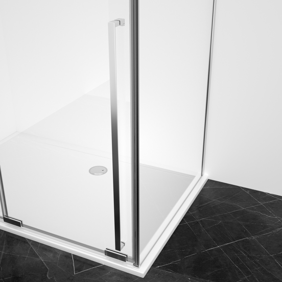 Luca Varess Stilus paroi de douche avec porte coulissante et paroi latérale fixe 140 x 90 cm verre transparent profil chrome brillant