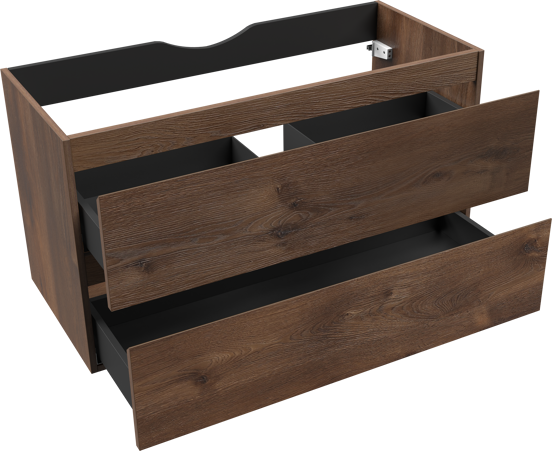 Linie Lado zwevende wastafelonderkast 100 x 46 cm bruine eik 2 lades