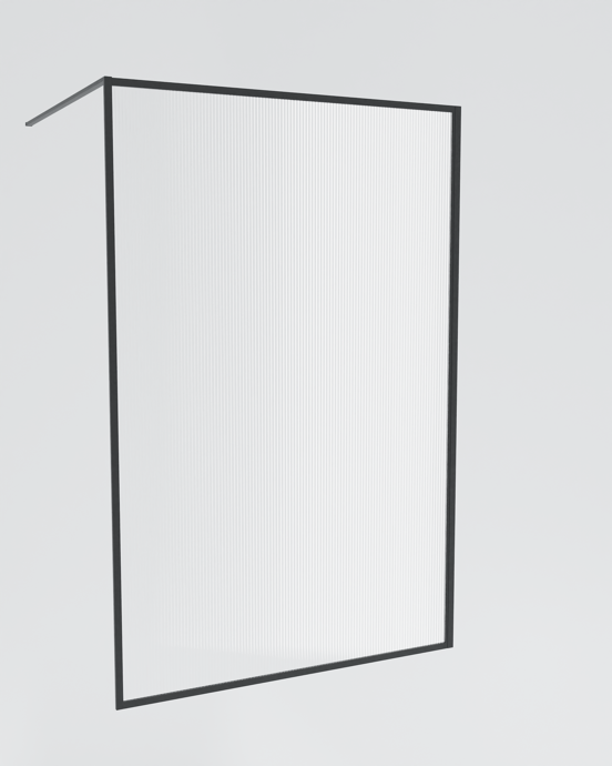 Balmani Framed Walk-In Dusche: 140 x 210 cm, Relief Glas, Schwarzes Profil, matt
