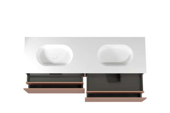 Balmani Sfera hängendes Möbelstück Set: 180 x 55 cm, Cotto, mit Tablo Oval Doppelwaschtisch, Solid Surface Weiß matt